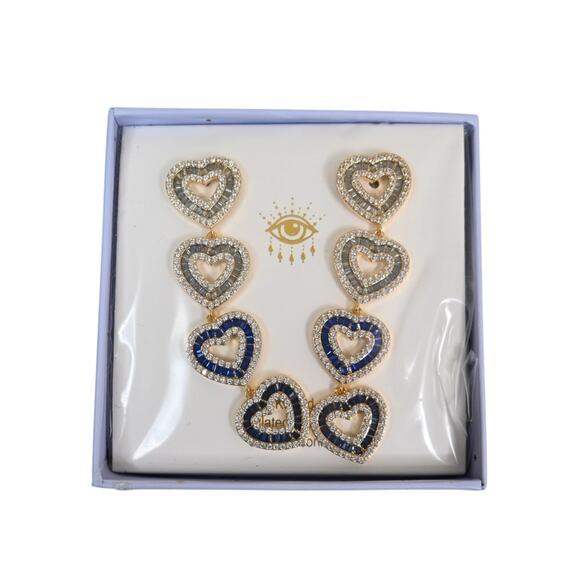 EYE CANDY LOS ANGELES Willow Hearts CZ Drop Earrings NEW - Picture 2 of 5